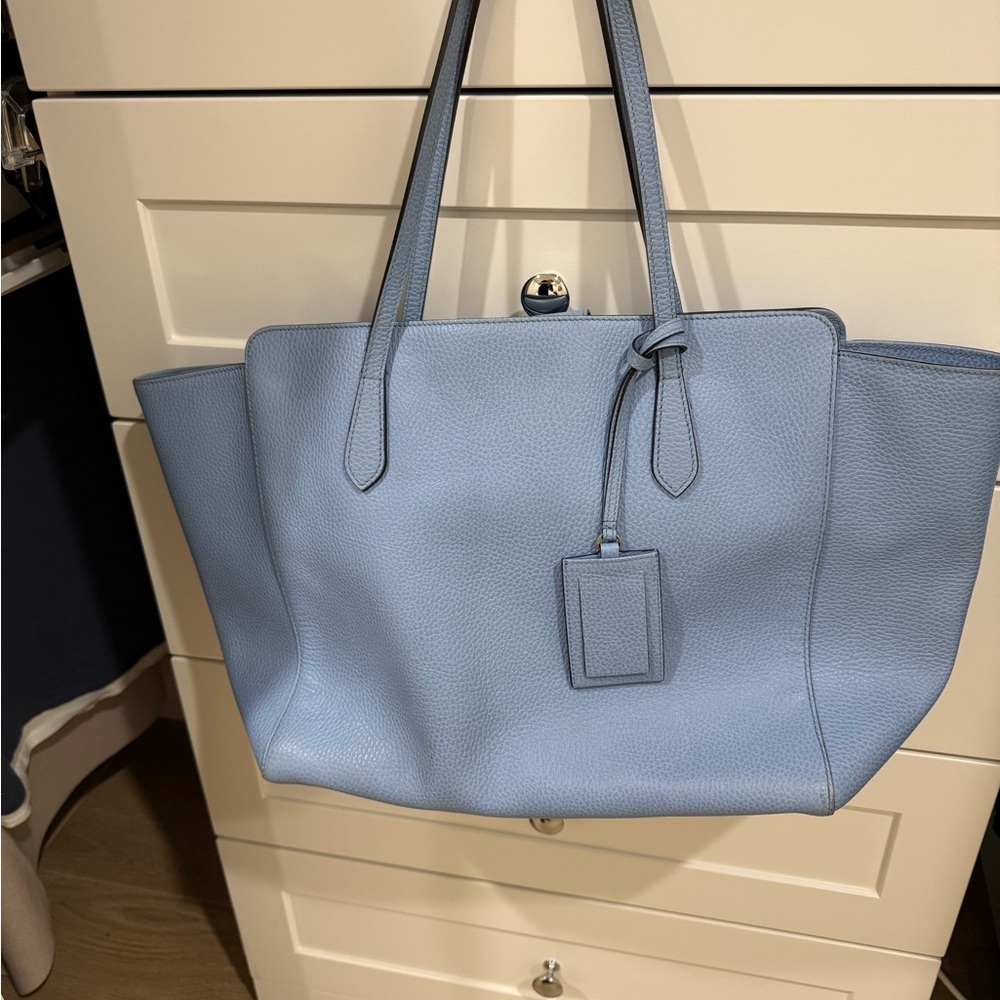 Gucci Light Blue Leather Tote Bag